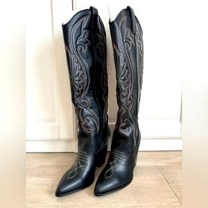 Steve Madden Lasso Black Western Boot Sz 9.5 New